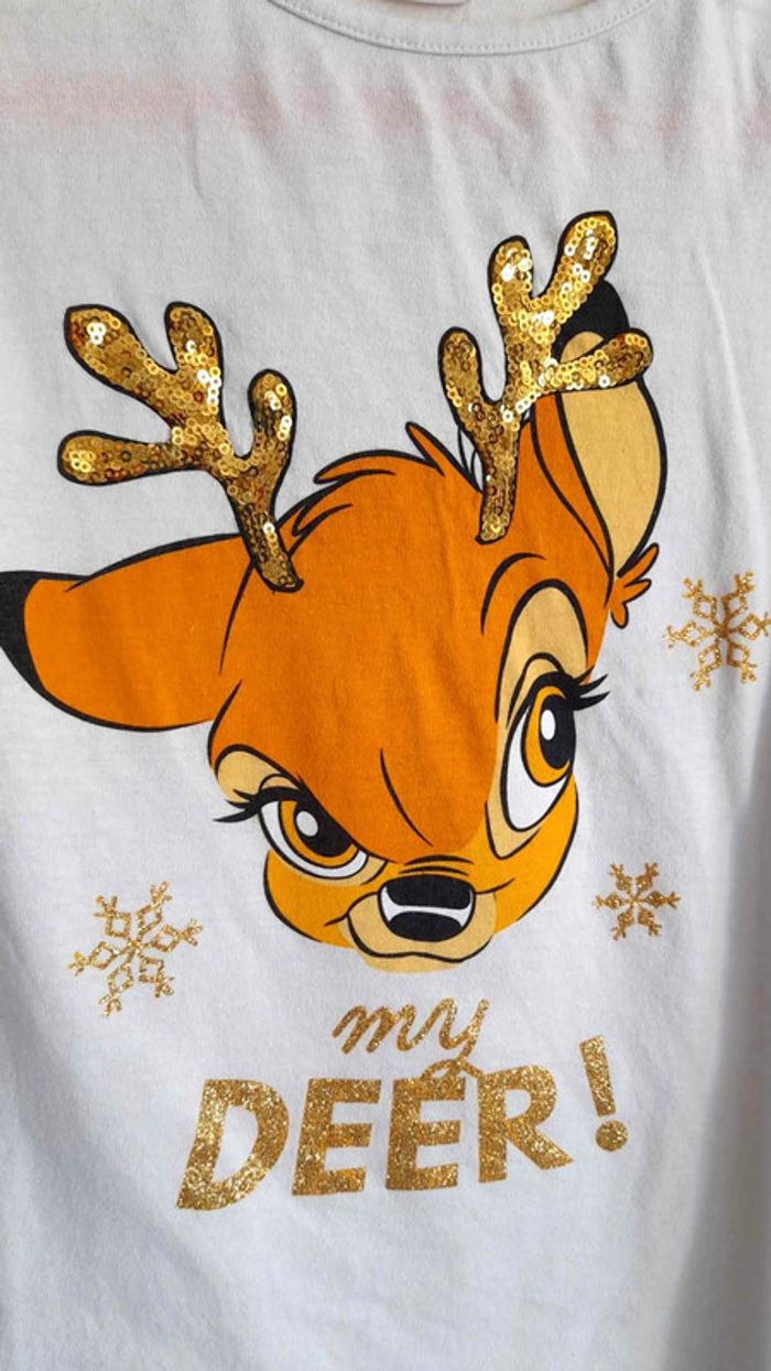 Tee-shirt Noël Bambi manches longues 10 ans - photo numéro 2