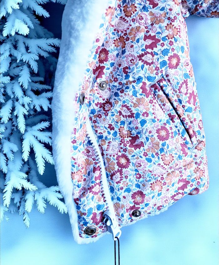 SERGENT MAJOR - NEW - MANTEAU A CAPUCHE RÉVERSIBLE BÉBÉ FILLE IMPRIMÉ LIBERTY 6M - photo numéro 7