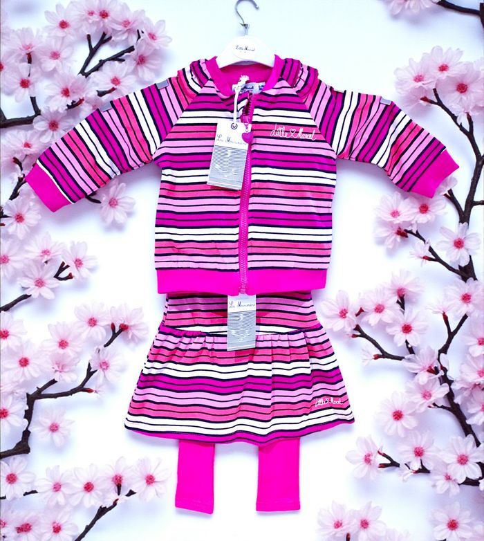 LITTLE MARCEL - NEW - ENSEMBLE 2/3P BÉBÉ FILLE RAYURES & TONS LUMINEUX 12/18M - photo numéro 2