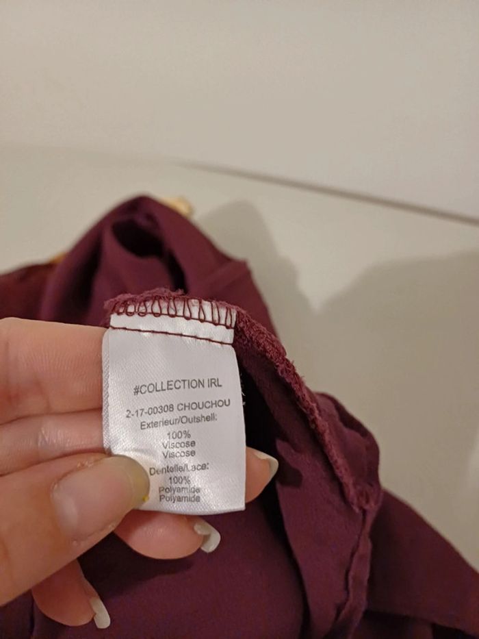 Blouse violette/bordeaux avec dentelle Collection IRL taille S 36 - photo numéro 7