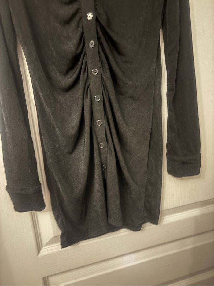 Robe moulante manches longues drapée S - photo numéro 3