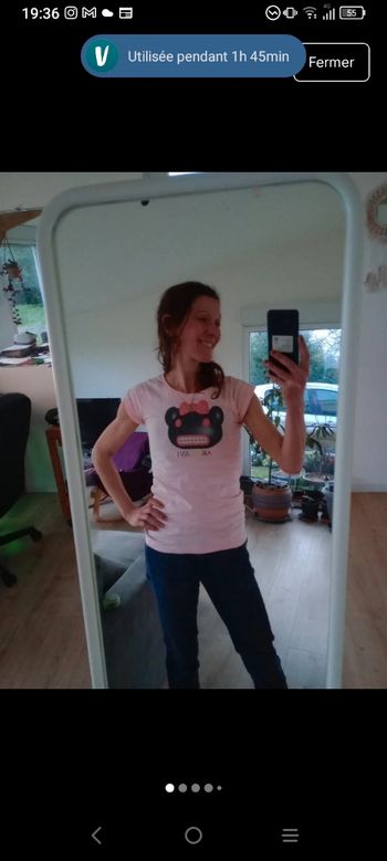 T-shirt femme XS rose pâle ours c81