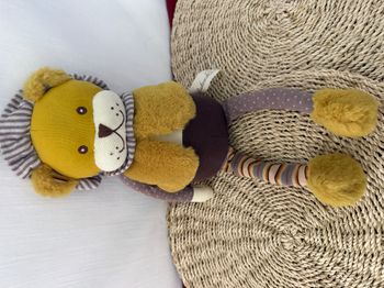 Doudou peluche lion jaune marron ray Bukowski