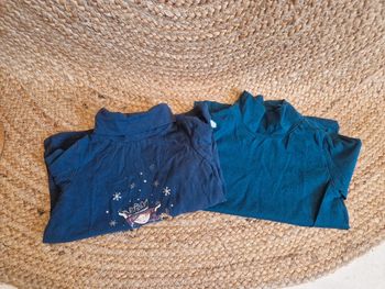 Lot de 2 hauts à manches longues col rouler bleu fille sergent major et du pareil au même 4 ans