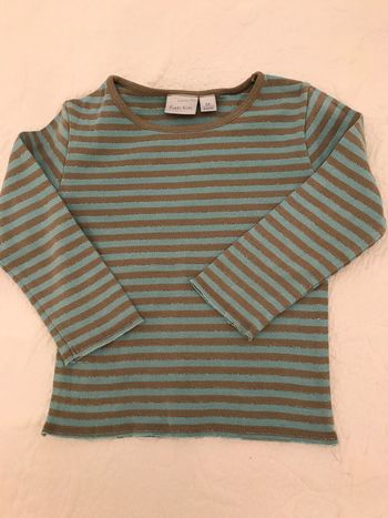 Polo manches longues Rayures Turquoise et Taupe