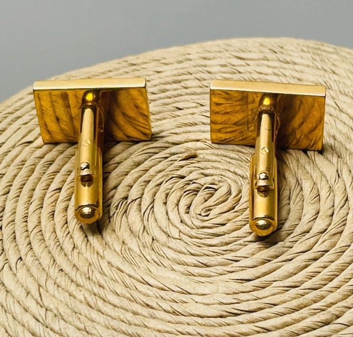 🔥 Paire Boutons de manchette vintage chic  rectangle . Plaqué or poinçon. - photo numéro 7
