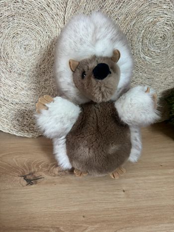 Vintage peluche hérisson blanc marron joual