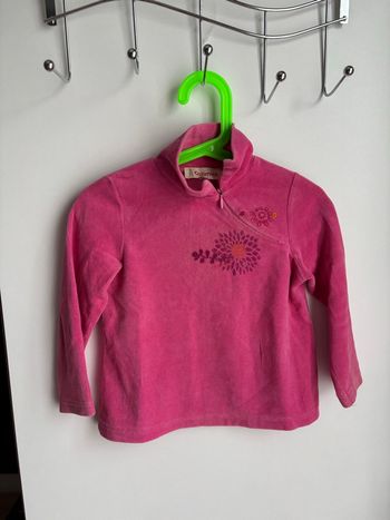 Pull col velour rose fluo catimini 4 ans fille