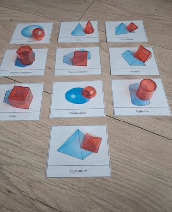 Cartes nomenclature et figurines solides volumes geometrie