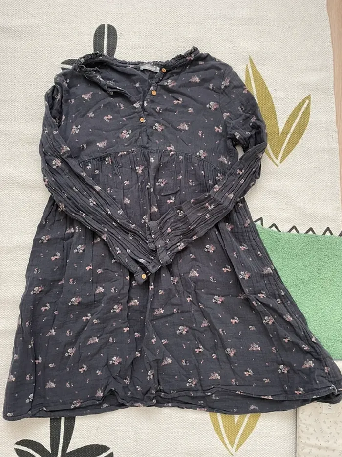 Robe grossesse gaze de coton grise