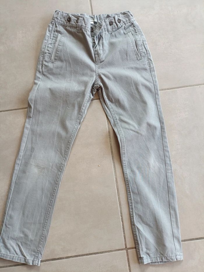 Pantalon garçon gris rayure vertbaudet 8 ans