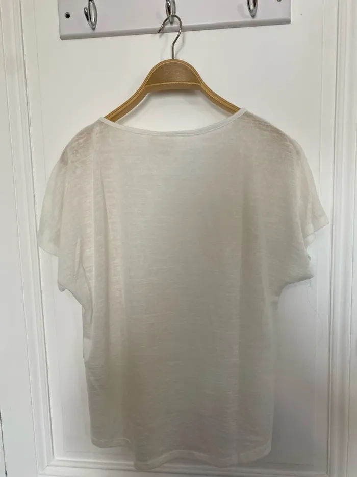 Haut style lin blanc H&M taille M - photo numéro 3