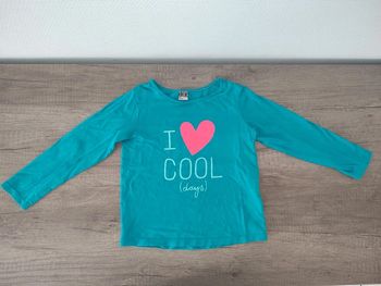 T-shirt 4 ans tape à l'oeil I love cool days turquoise