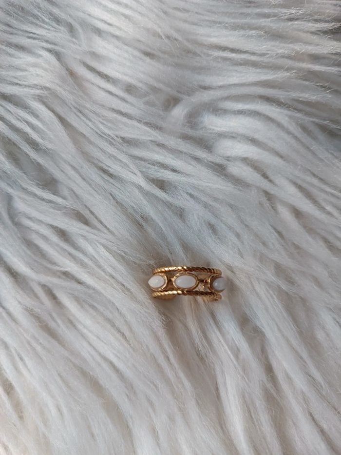 Bague dorée en acier inoxydable multirangs pierres naturelles Ikita Neuf - photo numéro 3