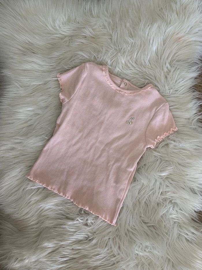 Fille 👧🏻 Tshirt côtelé rose - kiabi 18 mois