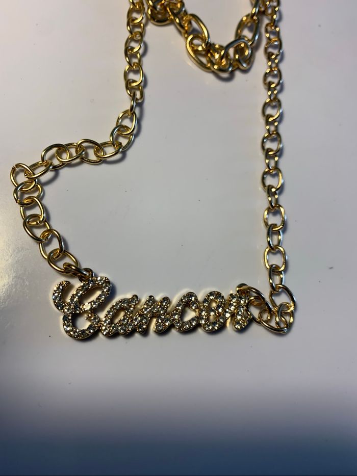 2 colliers dorés strass cancer - photo numéro 3