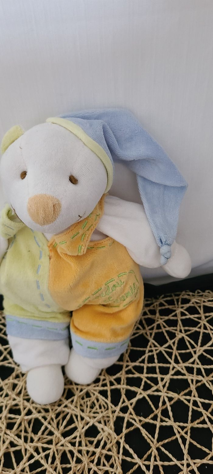 Doudou ours Fripon salopette orange verte DOUDOU ET COMPAGNIE - photo numéro 3