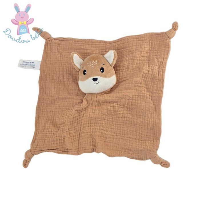 Doudou plat Renard beige blanc lange MES PETITS CAILLOUX