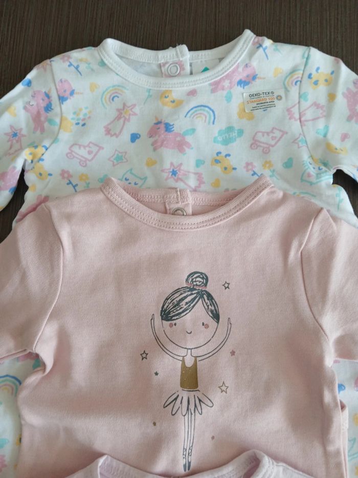 Lot de 3 pyjamas fille en coton tex baby 1 mois - photo numéro 3