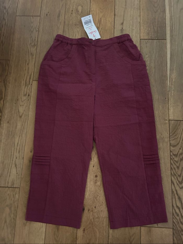 Pantalon 3/4 jambes larges - framboise - T.36 - Griffon - photo numéro 3