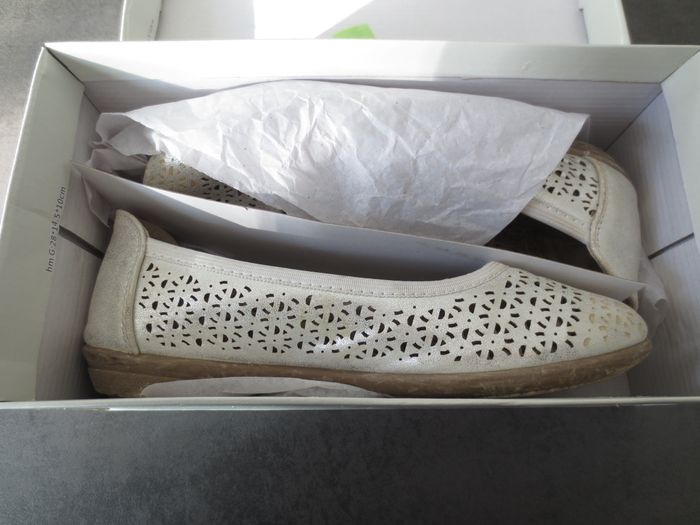 ballerines grand confort cuir T36 fille grise/écru - photo numéro 8