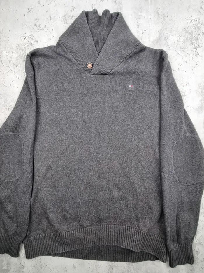 Pull col châle gris Tommy Hilfiger – Taille XL Homme (mesures en photos) - photo numéro 3