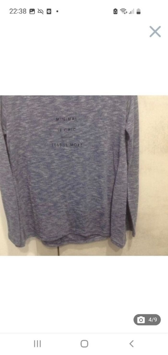 Tee-shirt manches longues 16 ans chiné bleu marine Atmosphère - photo numéro 2