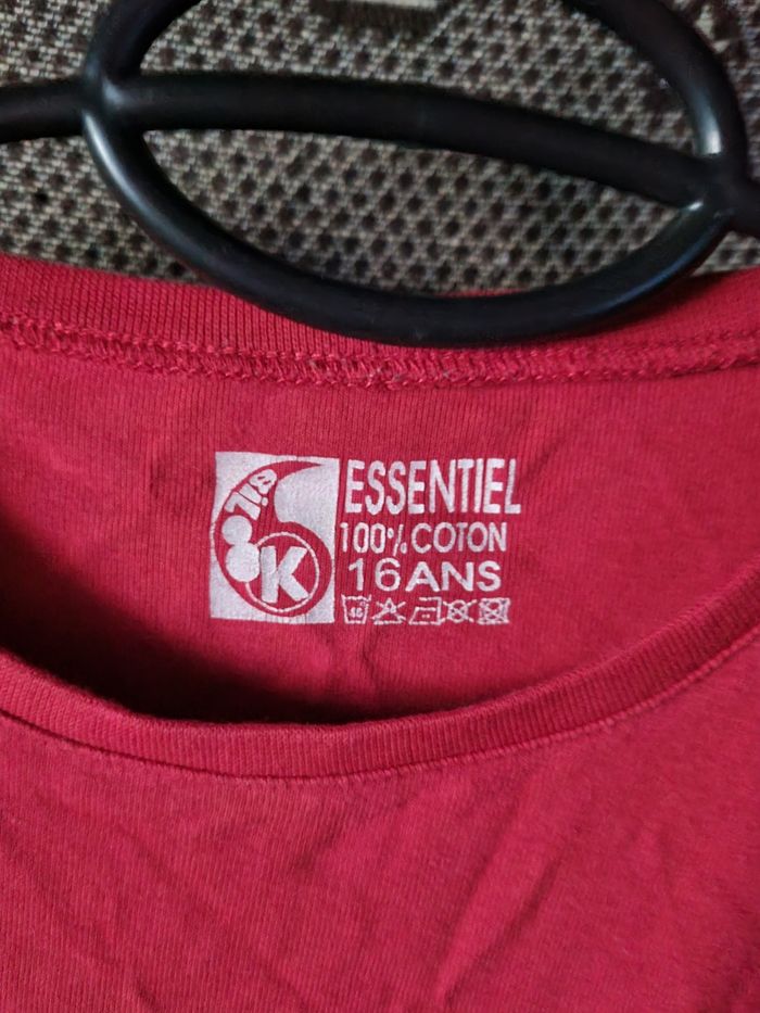 T-shirt uni rouge 16ans mixte - photo numéro 2