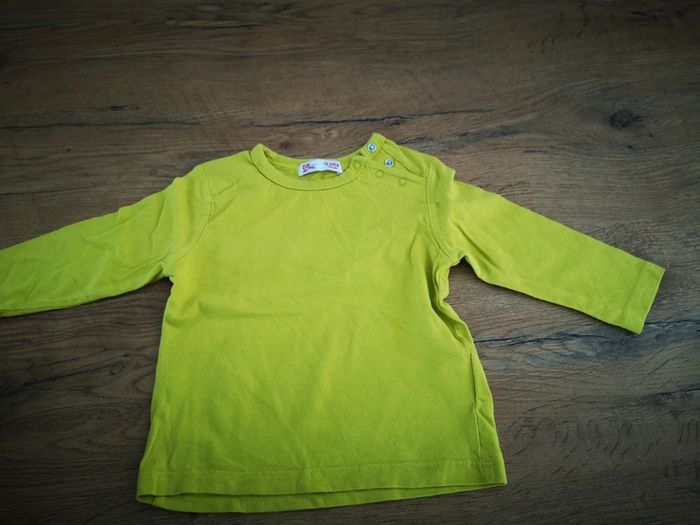 Tee shirt manches longues dpam 12 mois jaune
