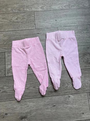 Lot 2 legging avec pieds, pantalon avec pieds naissance rose Zeeman