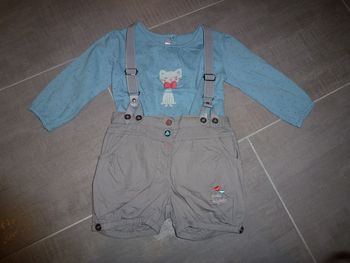 Ensemble 2 pièces : tee shirt + salopette - 18 mois