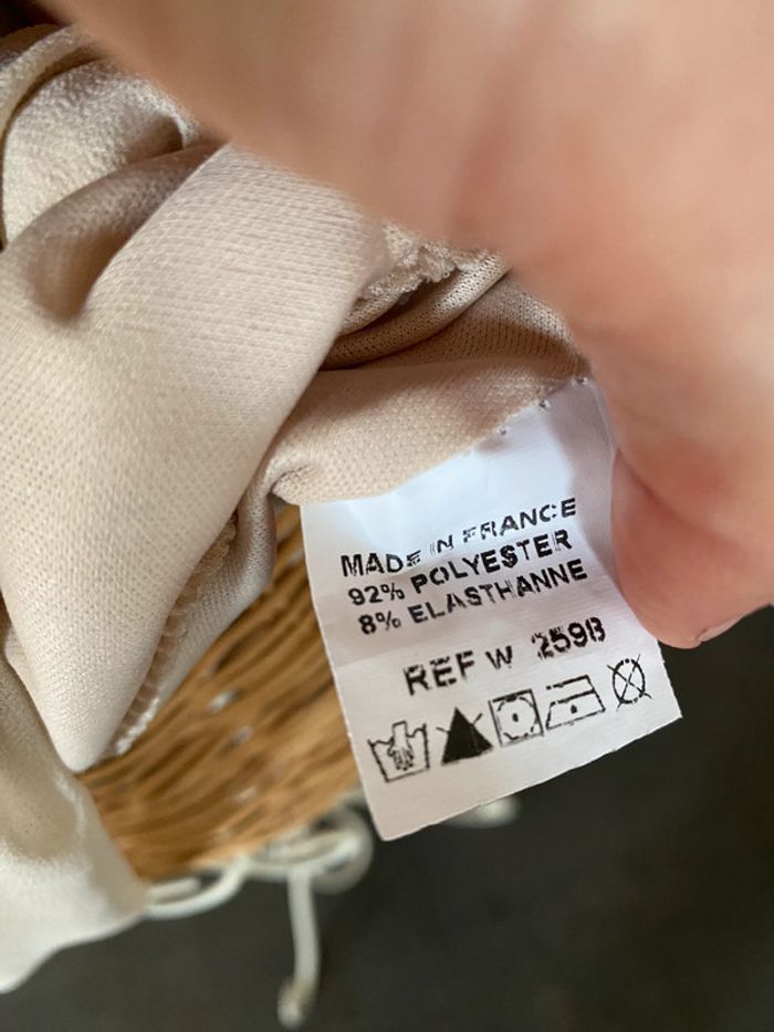 Robe été Made in France fluide beige / crème perlé avec col tressé taille S - photo numéro 13