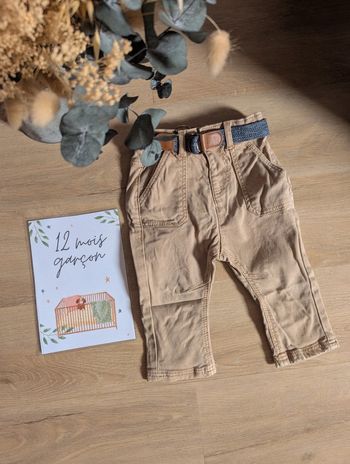 Pantalon ceinture Tape à l'oeil Beige 12 mois