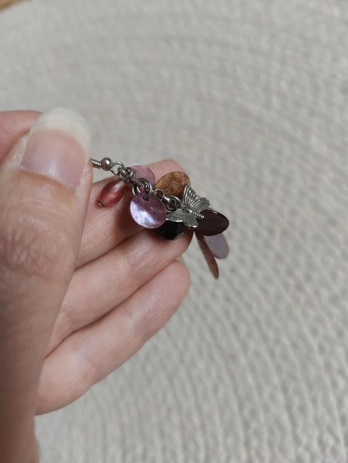 Boucles d'oreilles roses - photo numéro 3