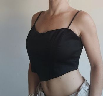 💎crop top haut corset bustier armature bretelles fines réglables taille M 38 satiné Bershka