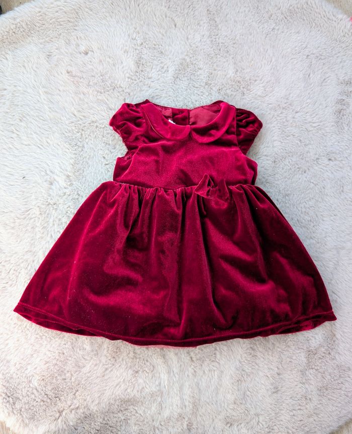 Robe velours bordeaux H&M 9-12 mois – col Claudine – excellente état
