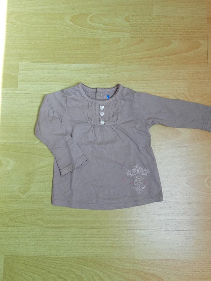 Tee-shirt manches longues Bout'chou 9 mois TBE