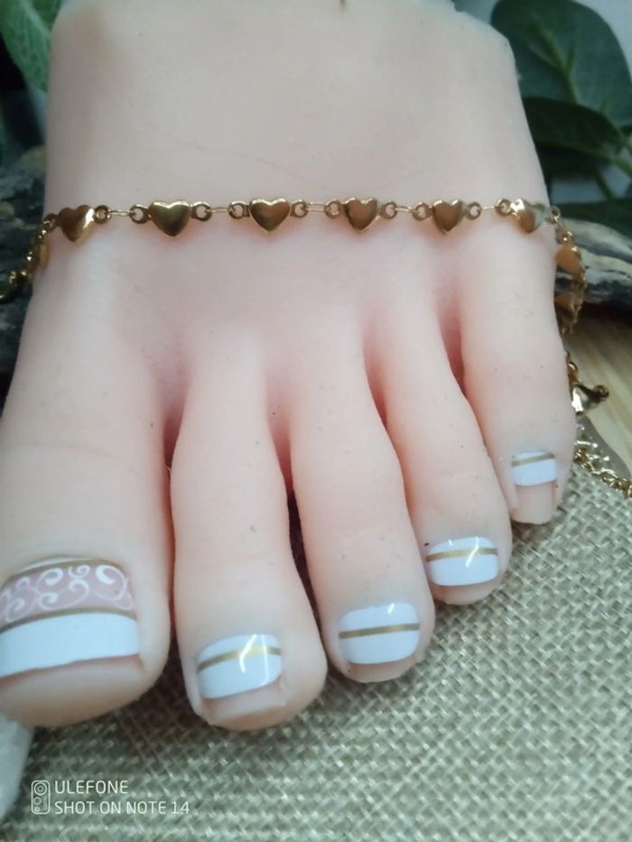 Chaîne de cheville coeurs en acier inoxydable doré