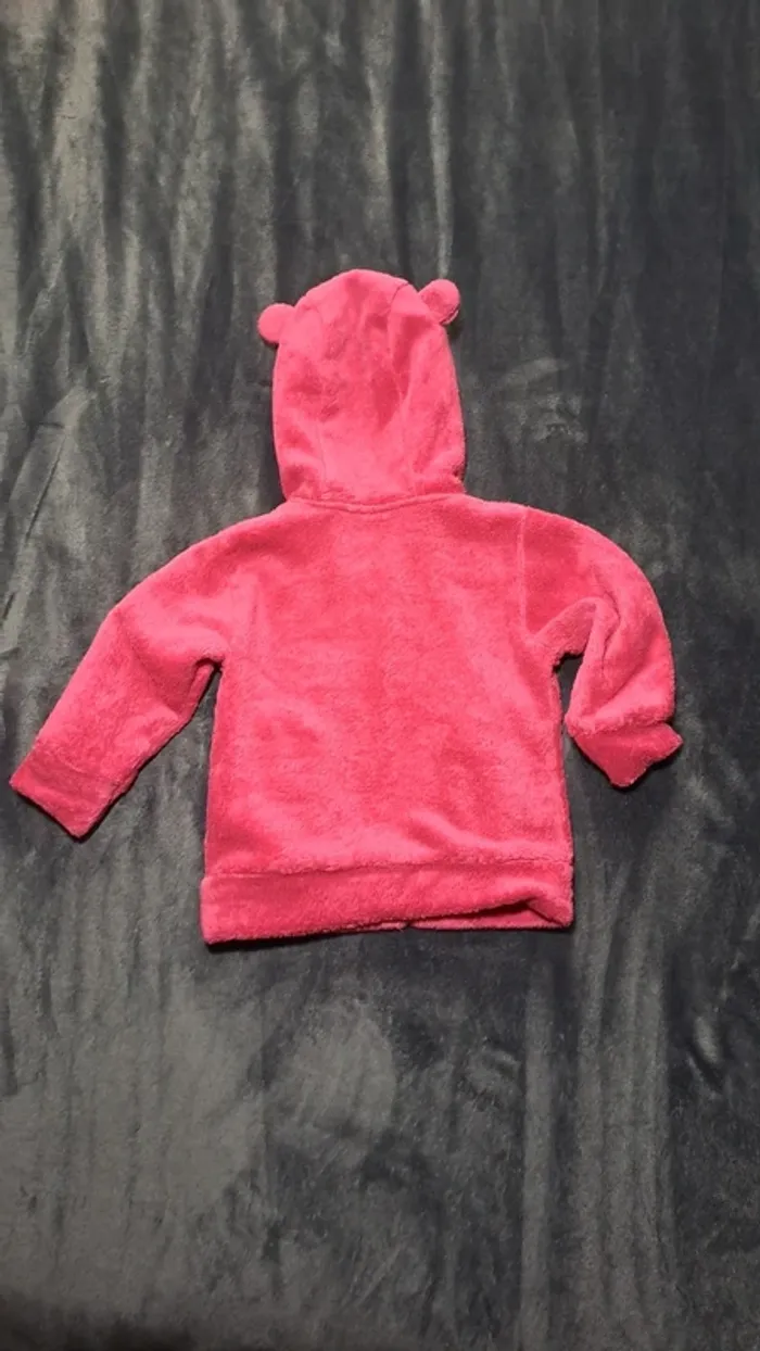 💚Veste polaire rose à capuche avec oreilles – bébé fille – 12 mois - photo numéro 5
