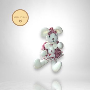 Peluche Souris blanche avec bebe La Galleria A791
