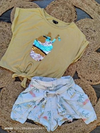 🍹 Ensemble Gémo – Taille 4 ans – Style Tropical & Sequins 🍹