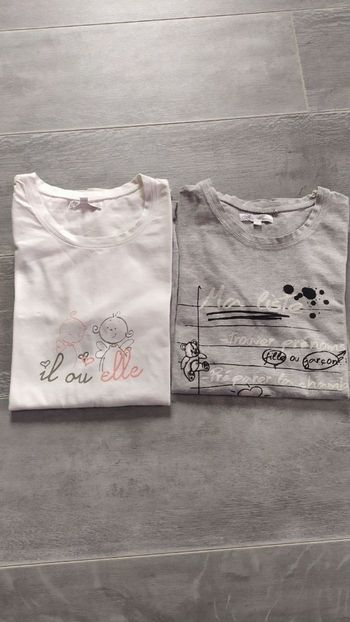 2 t-shirts grossesse en taille S