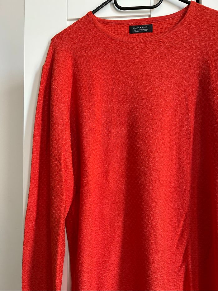 Pull orange à détails uni Homme Zara Taille L - photo numéro 2
