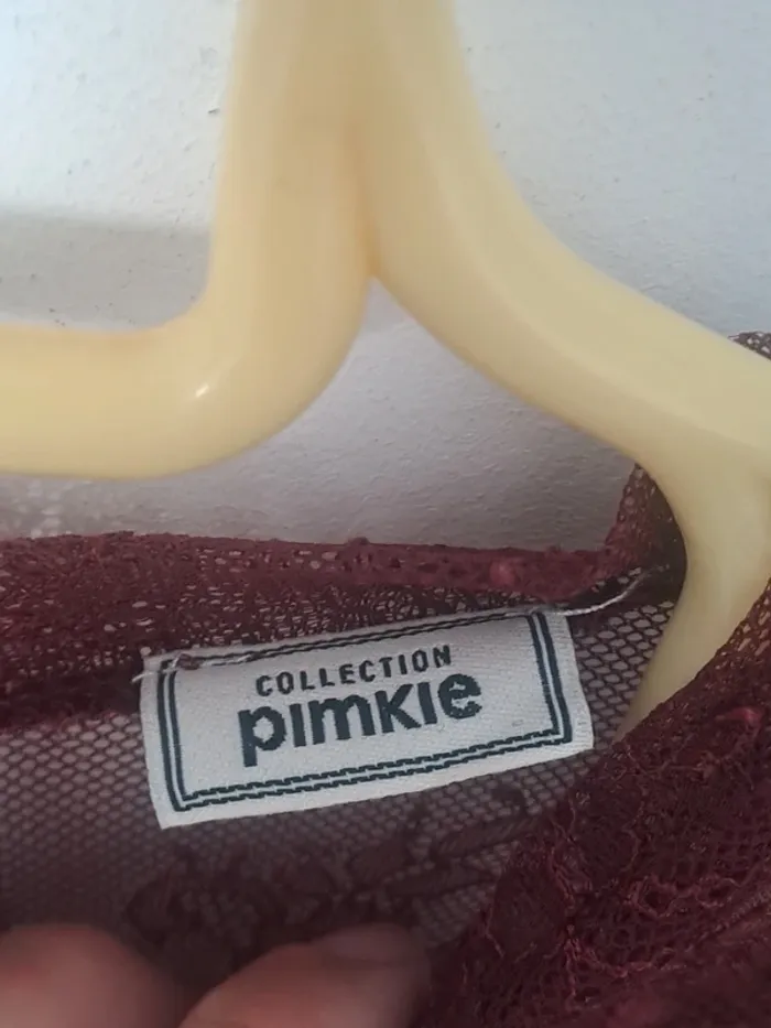 Blouse Bordeaux à dentelle Pimkie Taille L - photo numéro 7