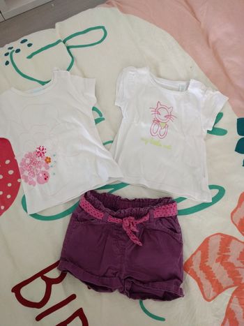 Short et t-shirt fille 6 mois