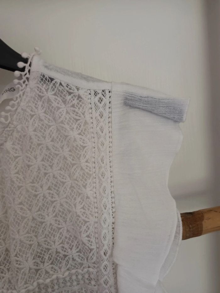 Joli haut dentelle blanc Mango taille S - photo numéro 3