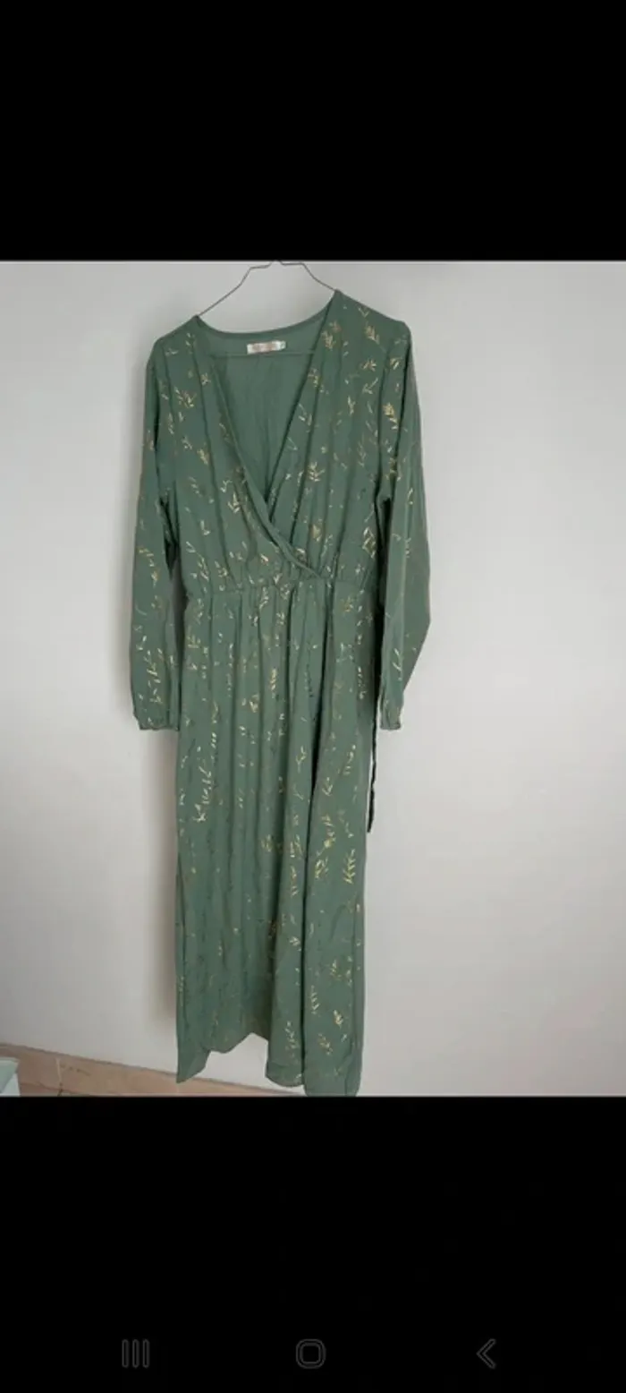 Robe verte imprimé dorée M/L