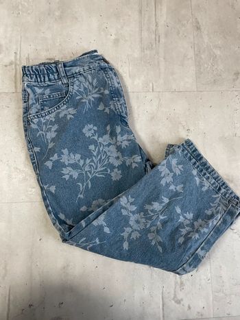 Jean droit fleuri 7/8