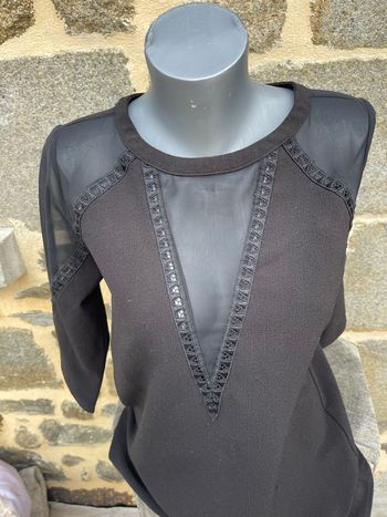 Blouse noir avec transparence - Grace et Mila 