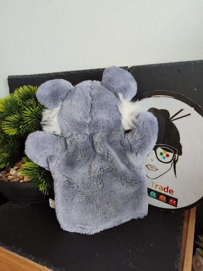 doudou marionnette à main souris gris rose noir ancien vintage  DD003453 - photo numéro 2